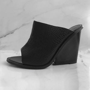 Cameo Exempt black croc wedge sandal